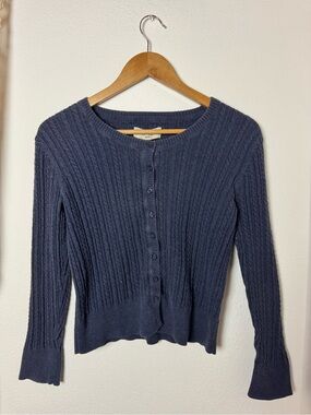 Sonoma Navy Ribbed Button-Front Cardigan